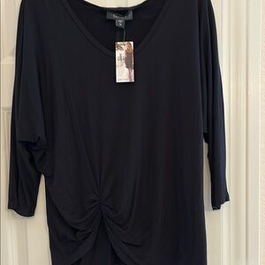 Karen Kane Black 3/4 Sleeve Tie Front Blouse